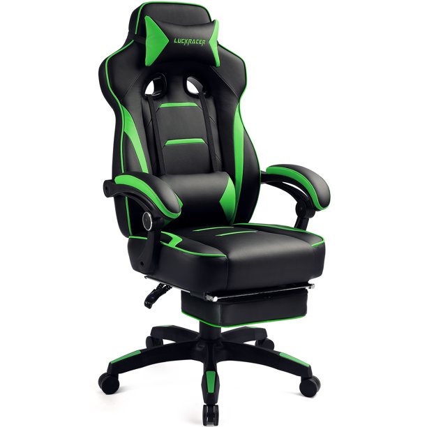 LuckRacer Silla Gaming reclinable reposa pies y con soporte para espalda